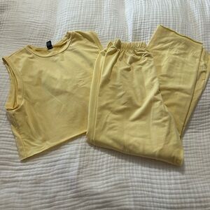 Yellow Sleeveless Top and Pants Set